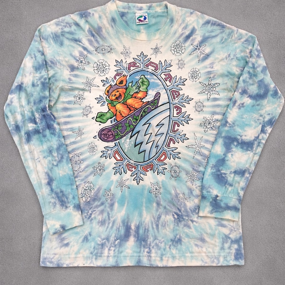 1994 Grateful Dead Liquid Blue Vintage Tie-Dye Long Sleeve Shirt -  Bear